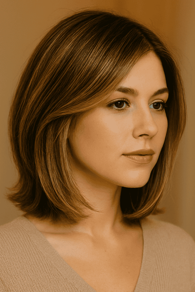 Chin-length bob with subtle balayage highlights