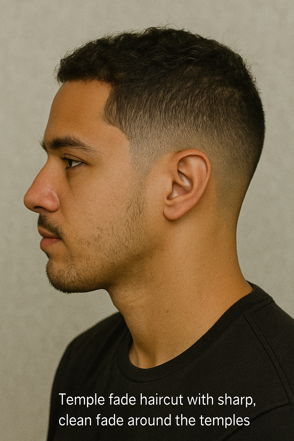 Temple fade haircut with a sharp, clean fade around the temples