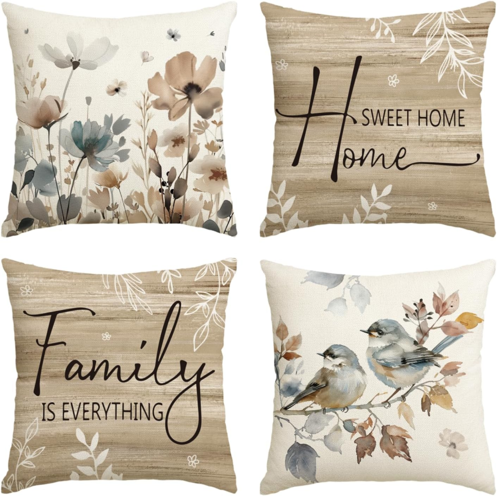 Set of decorative throw pillows in soft velvet with bold patterns