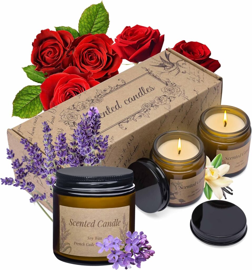 set of three soy wax candles in calming scents