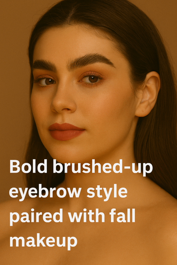 Bold brushed-up eyebrow style paired with fall makeup.