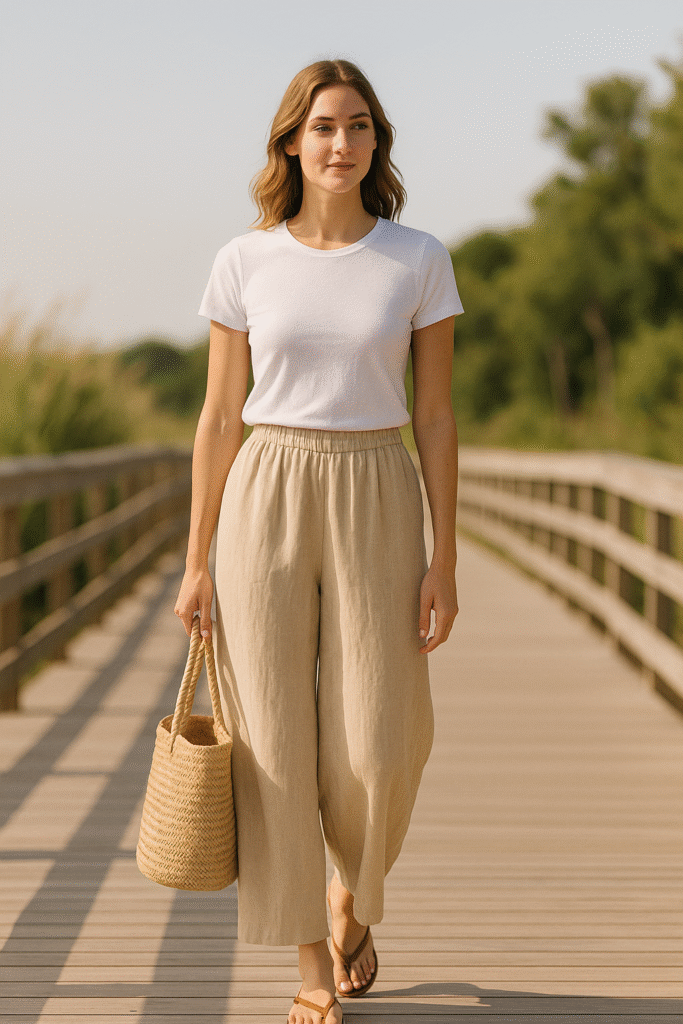 wide-leg linen pants