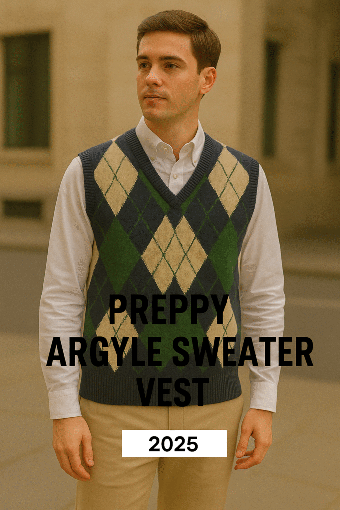 Preppy argyle sweater vest American fashion trend 2025
